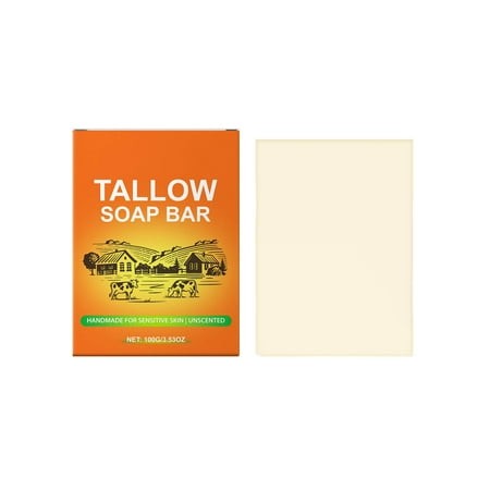 Beef Tallow Soap Bar and Organic Fed Tallow Soap Unscented Moisturizes Soothes Hydrates Face & Body Wash Great for Itchy Dry Sensitive Skin 100G