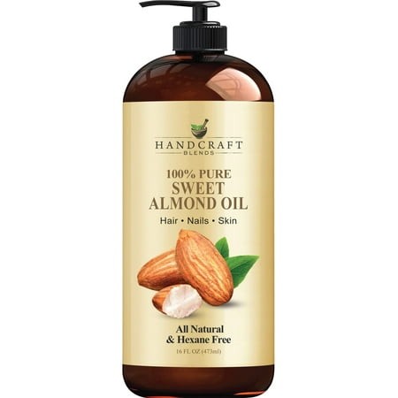 Handcraft Blends Sweet Almond Oil - 16 Fl Oz - 100% Pure and Natural - Premium Grade Carrier Oil for Skin and Hair - Hair and Body - Massage - Hexane-