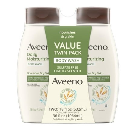 Aveeno Daily Moisturizing Body Wash for Dry & Sensitive Skin + Prebiotic Oat  Gently Cleanses  Nourishes & Feels Hydrating on Dry Skin  Gentle & Light