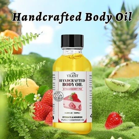 Strawberry Pie Body Oil - 100% Natural Blend with Jojoba  Sweet Almond & Coconut Oils | Moisturizing  Nourishing & Aromatic Skin Care for Women & Men