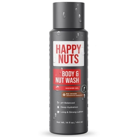 HAPPY NUTS Big Wood Body and Nut Wash - Moisturizing Men S Shower Gel  Bodywash with Deep Cleanse for Sensitive Skin - Men S Body Soap