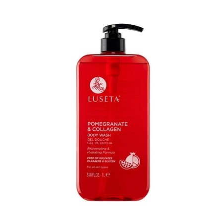 Luseta Pomegranate & Collagen MZF22 Body Wash Rejuvenating Shower Gel Body Cleanser for All Skin Types Moisturizing and Hydrating Dry Skin 33.8oz