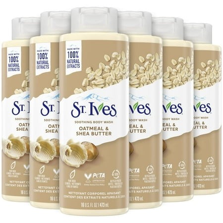 St. Ives Body Wash YYF14 - Soothing Moisturizing Cleanser Oatmeal & Shea Butter  Natural Body Wash for Sensitive Skin Made Plant-Based Cleansers and 1