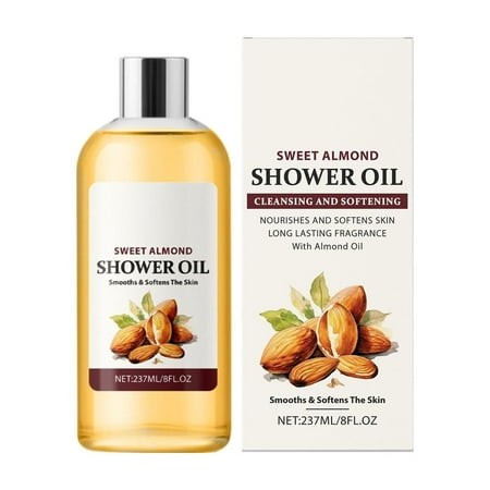 Almond Shower Oil | Oil-to-Milk Cleanser | Moisturizing & Softening Body Wash | Gentle for Sensitive Skin | 8.4 Fl Oz (237ml)