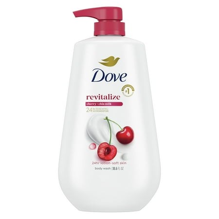 Dove Body Wash for Women Moisturizing Revitalizante Cherry & Chia Milk Cleanser All Skin  30.6 Oz with Pump ( 3 Pack )