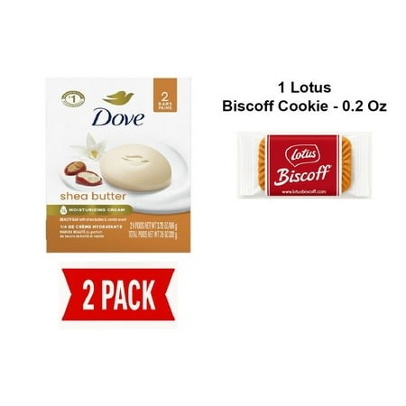 Dove Beauty Bar Gentle Skin Cleanser Shea Butter 2 Bars Moisturizing for Gentle Soft Skin Care More Moisturizing Than Bar Soap 3.75 Oz - Pack of 2 & L