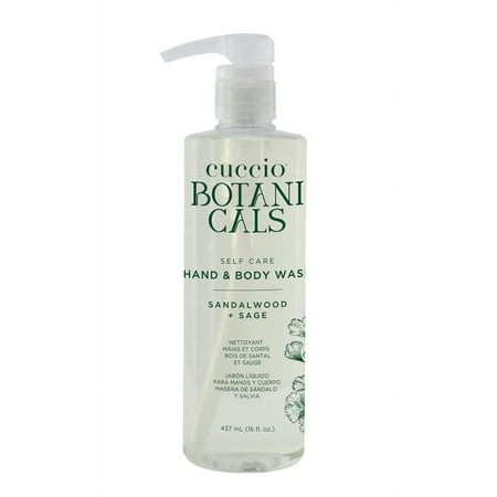 Cuccio Botanicals Hydrating Hand MZF22 & Body Wash  Sandalwood & Sage  16 Oz - Moisturizing and Soothing Cleanser for Soft and Refreshed Skin