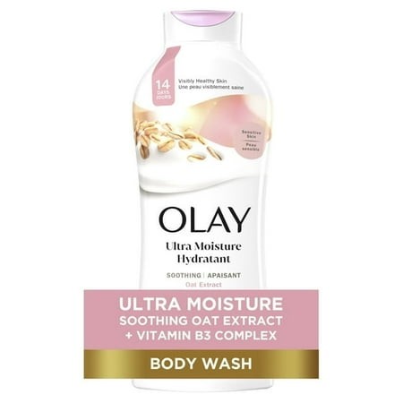 Olay Ultra Moisture Soothing Body Wash with Oat Extract  22 Fl Oz  Moisturizing Body Wash for Sensitive Skin - 4 Pack