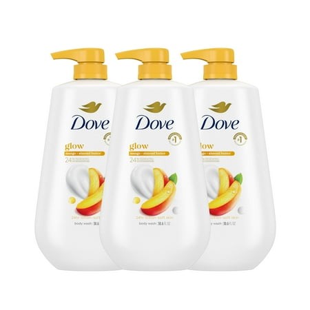 Dove Body Wash with MZF22 Pump 3 Count Glowing Mango & Almond Butter for Renewed  Healthy-Looking Skin Gentle Skin Cleanser with 24hr Renewing MicroMo