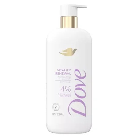Dove Vitality Real Firming Body Wash 4% Restoring Serum with Collagen 18.5 Oz