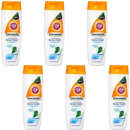 Pack of 6 Bottles - Arm & Hammer Essentials Ultra Replenishing Body Wash with Baking Soda - Clear Water (12 Fl. Oz.)