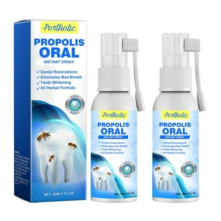 Propolis Oral Instant Treatment Spray  Propolis Oral Health Spray  Teeth Whitening Mouthwash  Deep Cleaning of Teeth  Refreshing Breath (2 Pcs)
