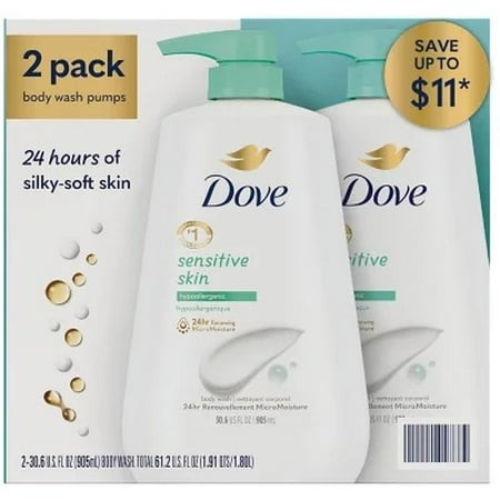 Dove Sensitive Skin Hypoallergenic Body Wash 30.6 Fl. Oz.  2 Pk