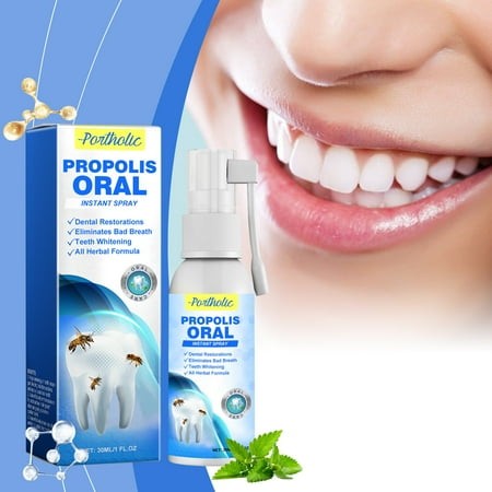 Propolis Oral Instant Treatment Spray  Propolis Oral Health Spray  Teeth Whitening Mouthwash  Deep Cleaning of Teeth  Refreshing Breath (1 Pcs)