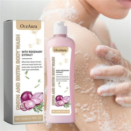 Momihoom Onion Biotin Rosemary Shower Gel， Body Wash， Gentle Skin Cleanser， Deep Moisture， Sensitive Skin  for Dry Skin， Moisturizing Body W