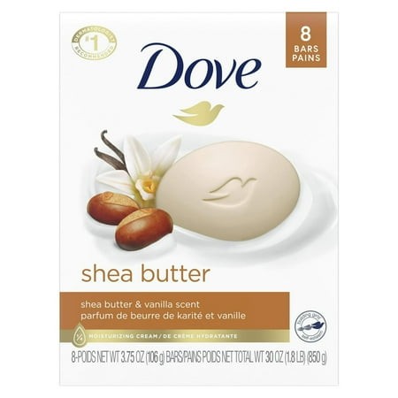 Pack of 2 Dove Moisturizing Gentle Women S Beauty Bar Soap All Skin Type Shea Butter & Vanilla  3.75 Oz 8 Bars