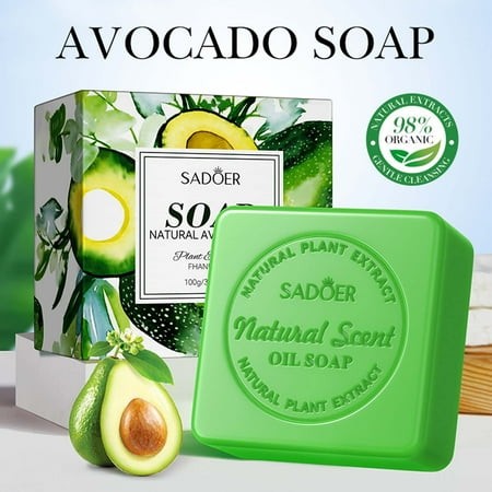 Betivan Avocado Organic Bar Soap Moisturizing Handmade Soap  Hair Hand Face Body Bath Wash  Skin Care Cleanser Shampoo  Gently Exfoliating Face Soap B