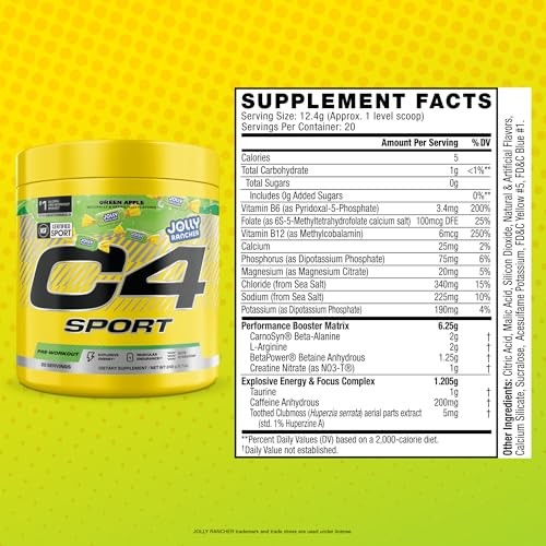 Cellucor C4 Sport Pre-Workout Powder - Jolly Rancher Green Apple - 20 Servings thumbnail