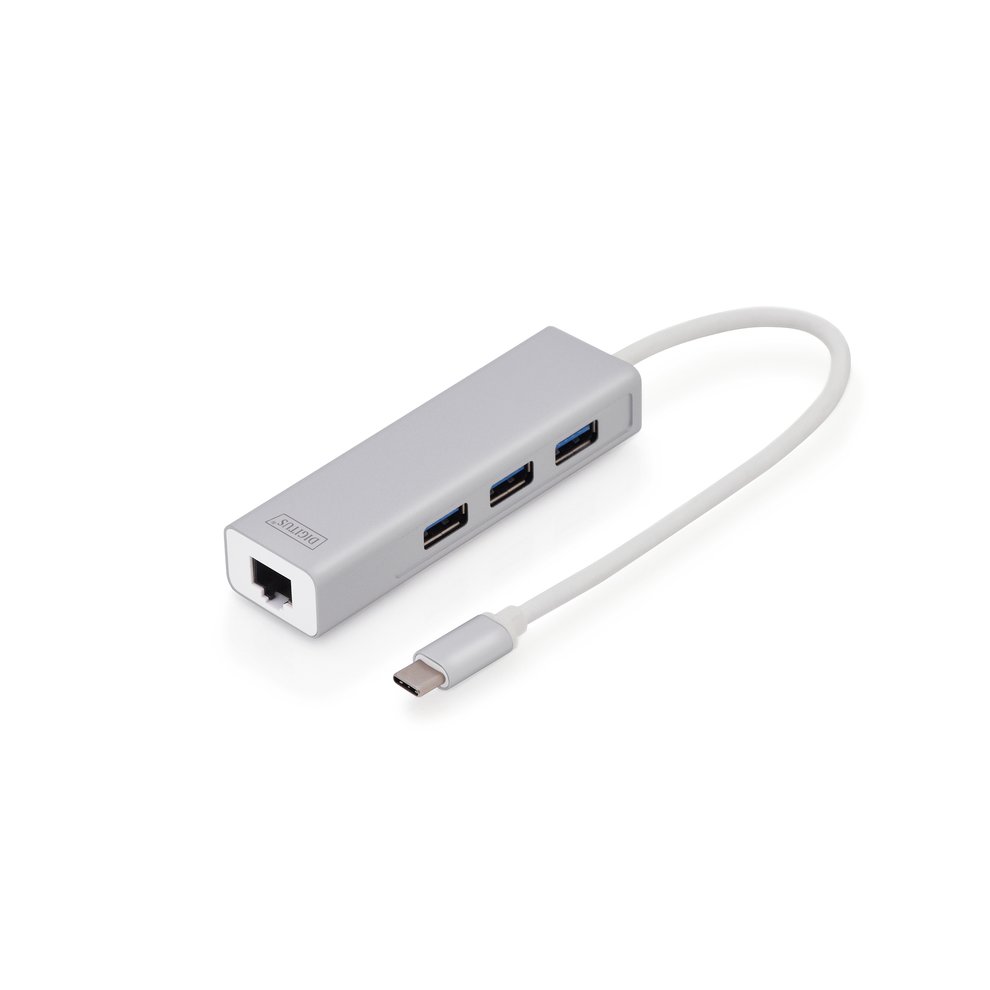 Digitus DA-70255 USB Hub 3+1 Ports Ethernet Port Silver