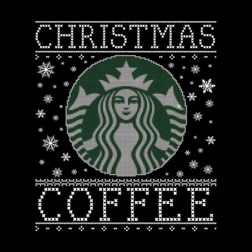 (X-Large (12-13 Yrs), Black) Christmas Coffee Starbucks Christmas Knit Pattern Kid's Sweatshirt thumbnail