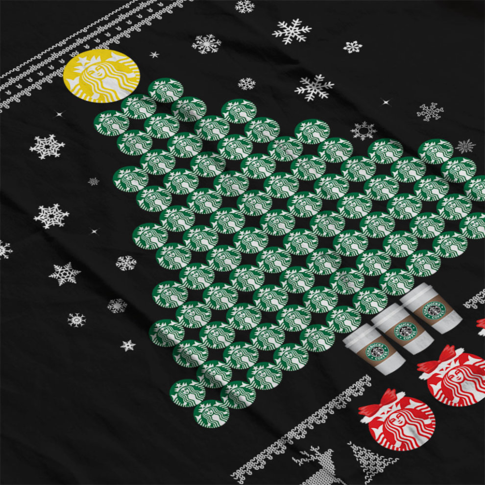 (X-Large (12-13 Yrs)) Starbucks Christmas Tree Pattern Kid's T-Shirt thumbnail