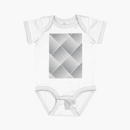 Luvly Gray and White Square Mosaic Stripe Pattern 2022 Trending Color - Hue - Shade - Colour Pantone Ultimate Gray 17-5104 Short Sleeve Baby One-Piece
