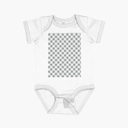 Luvly Gray and White Square Checkerboard Pattern 2022 Trending Color - Hue - Shade - Colour Pantone Ultimate Gray 17-5104 Short Sleeve Baby One-Piece 