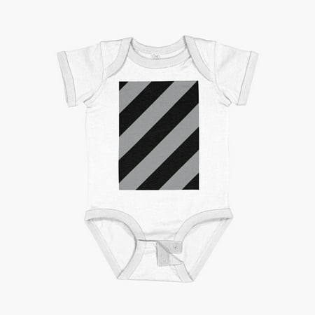 Luvly Gray and Black Diagonal Stripe Pattern 2022 Trending Color - Hue - Shade - Colour Pantone Ultimate Gray 17-5104 Short Sleeve Baby One-Piece  New