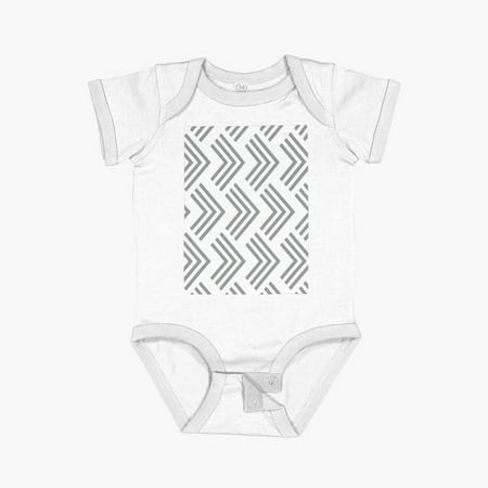 LuvlyGray and White Chevron Rhombus Arrow Pattern 2022 Trending Color - Hue - Shade - Colour Pantone Ultimate Gray 17-5104 Short Sleeve Baby One-Piece