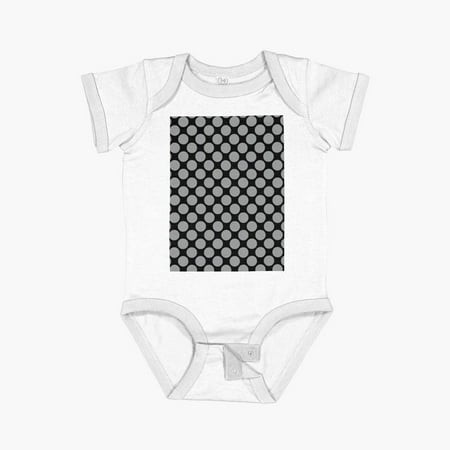LuvlyGray and Black Polka Dot Pattern 2022 Trending Color - Hue - Shade - Colour Pantone Ultimate Gray 17-5104 Short Sleeve Baby One-Piece  New Born  