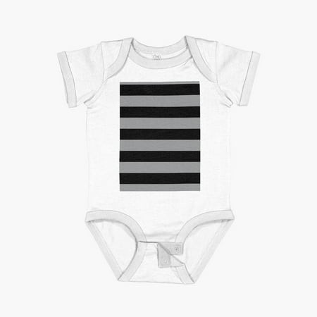 Luvly Gray and Black Horizontal Stripe Pattern 2022 Trending Color - Hue - Shade - Colour Pantone Ultimate Gray 17-5104 Short Sleeve Baby One-Piece  N