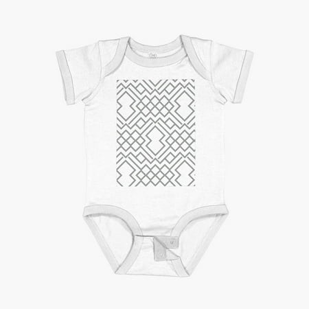 LuvlyGray and White Abstract Geometric Shape Pattern 2022 Trending Color - Hue - Shade - Colour Pantone Ultimate Gray 17-5104 Short Sleeve Baby One-Pi