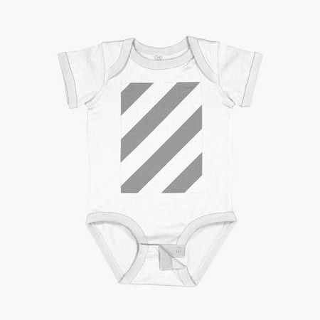 Luvly Gray and White Diagonal Stripe Pattern 2022 Trending Color - Hue - Shade - Colour Pantone Ultimate Gray 17-5104 Short Sleeve Baby One-Piece  New