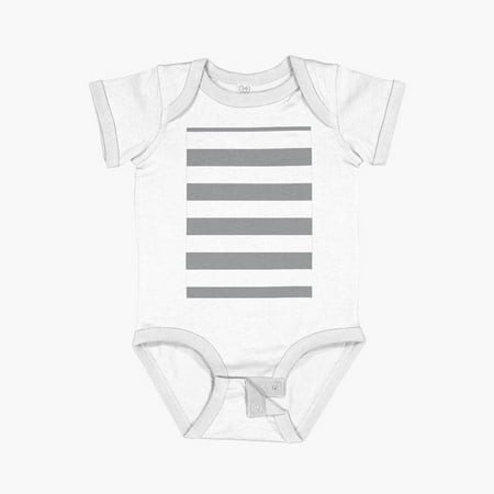Luvly Gray and White Horizontal Stripe Pattern 2022 Trending Color - Hue - Shade - Colour Pantone Ultimate Gray 17-5104 Short Sleeve Baby One-Piece  N