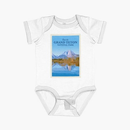 Visit the Grand Teton National Park Short Sleeve Baby One-Piece - 2292