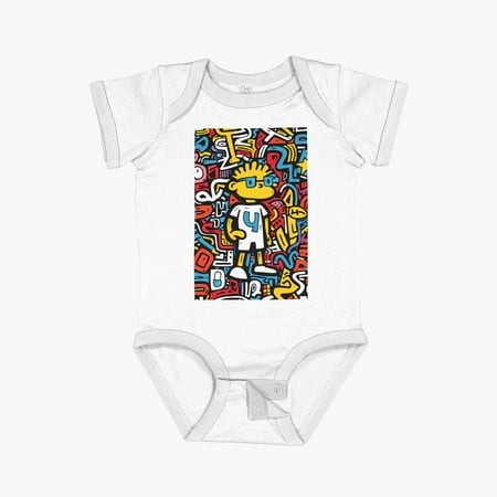 Very Colorful Street Art Short Sleeve Baby One-Piece - 2564