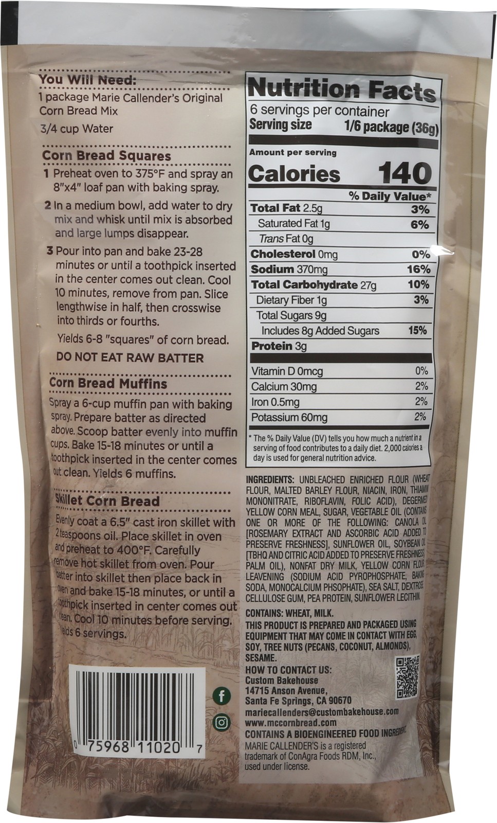 Marie Callender Mix Corn Bread Original 7.75 Oz (Pack of 12) thumbnail
