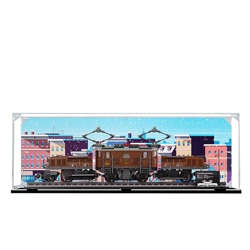 Acrylic Display Case for Lego 10277 Crocodile Train Model, 3mm Dustproof Display Box, Display Case Compatible with Lego 10277 (Model Not Included) (Ba