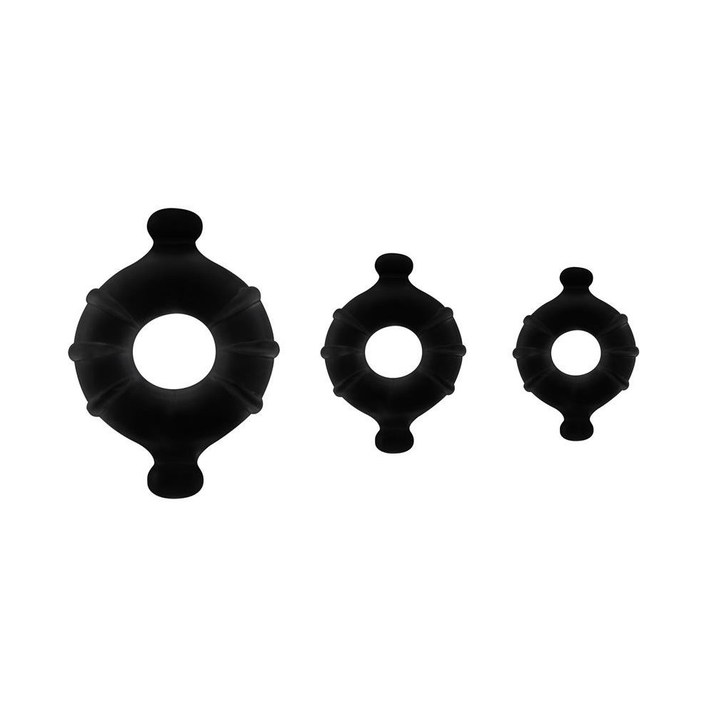 Shots Toys Gummy Ring Set Black