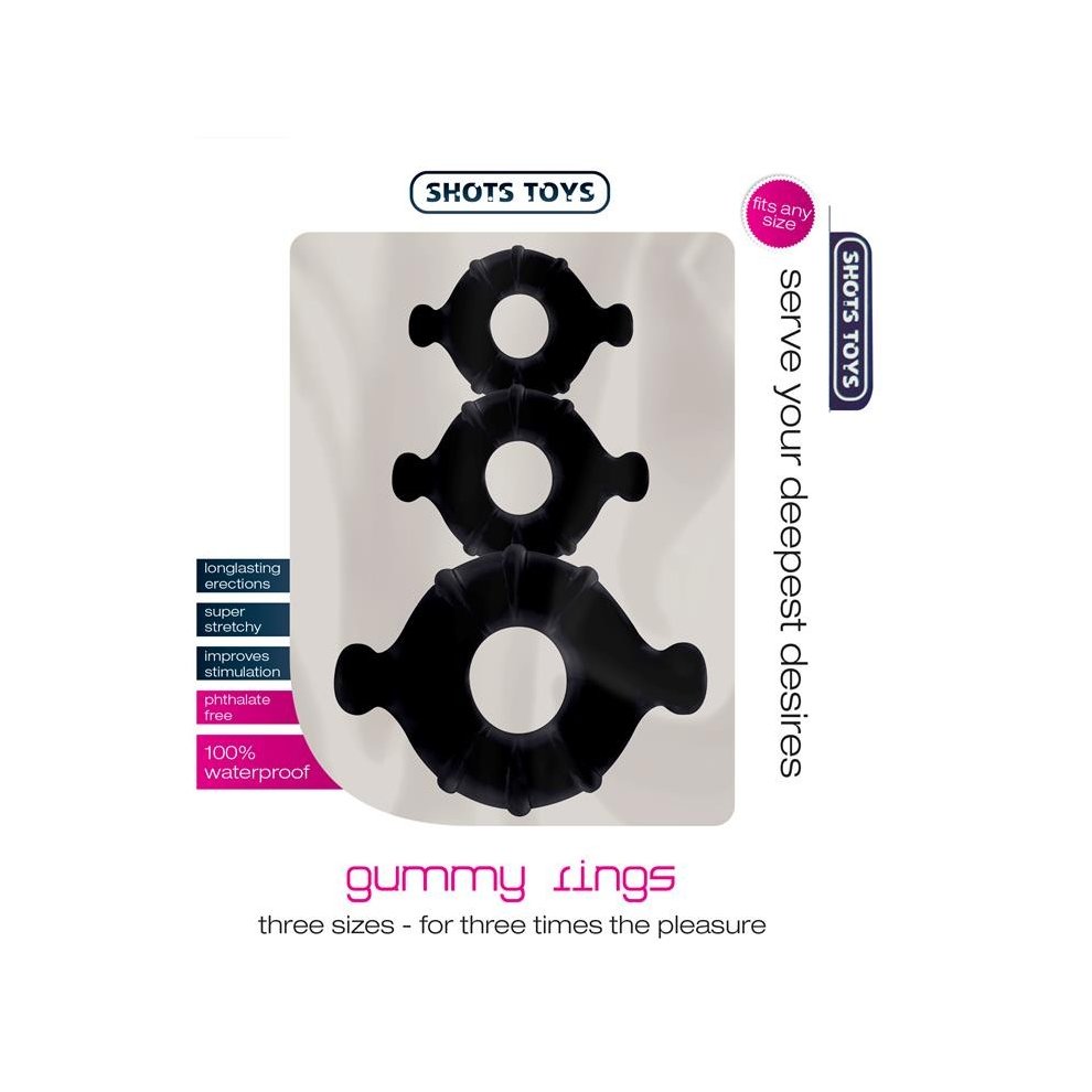 Shots Toys Gummy Ring Set Black thumbnail