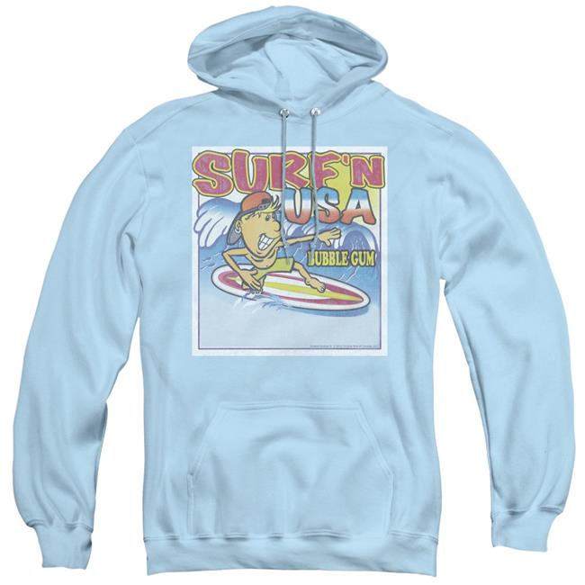 Trevco  DBL133-AFTH-2 Dubble Bubble & Surfn USA Gum - Adult Pull-Over Hoodie, Light Blue - Medium