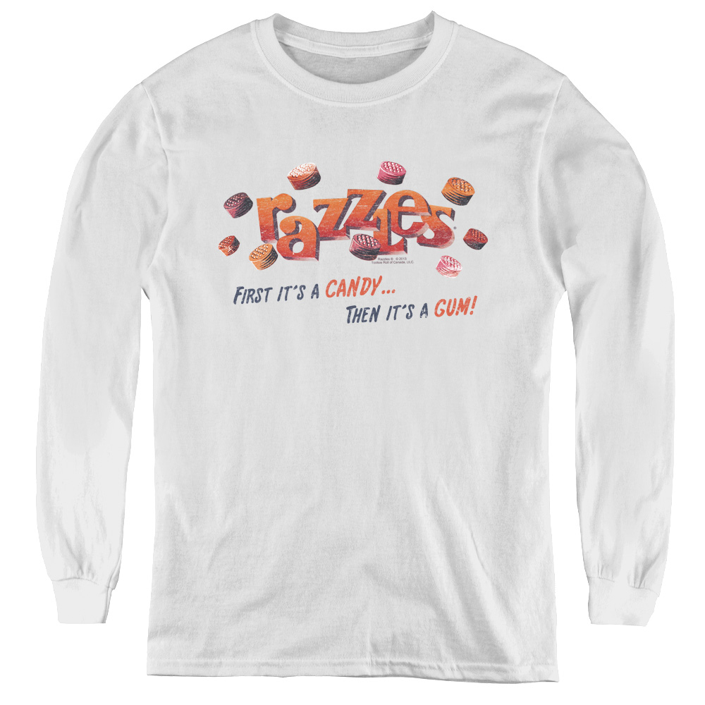 DBL143-YL-1 Dubble Bubble, a Gum & a Candy - Youth Long Sleeve Tee, White - Small