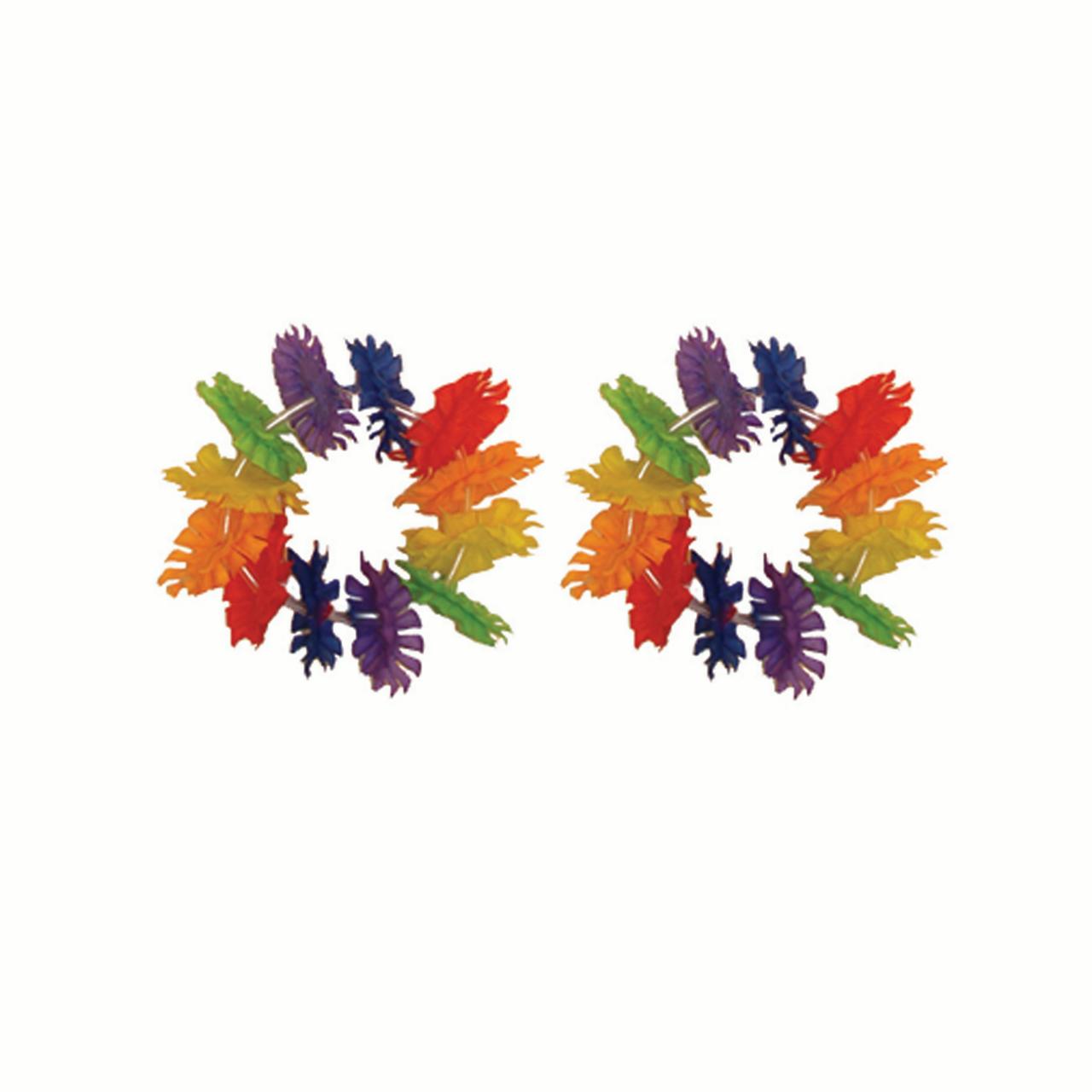 Tropical Sun Flower Luau Party Hula Girl 7  Polyester Fabric Lei Bracelet  Rainbow