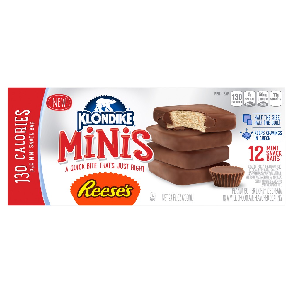 Klondike Minis Reese's Peanut Butter Ice Cream Bars - 12ct