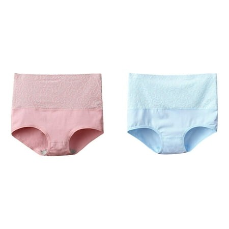 (2-Pack) 2025 New Women S Solid Color Cotton Underwear Women Briefs Underwear High Waisted Underwear Barely There Bras for Women 4742 High Cut Briefs 