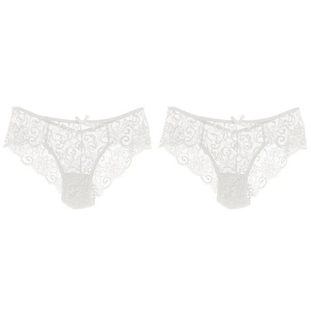 (2-Pack) Rinsvye Women Sexy Panties Lace Men and Women Matching Underwear Set Cutout Hollow Waist Sexy Barely There Bras for Women 4742 Panties