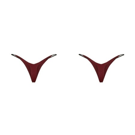 (2-Pack) Rinsvye Women S Sexy Thong Low Cotton Womens Underwear Bikini Rise Double Layer Bikini Barely There Bras for Women 4742 Briefs