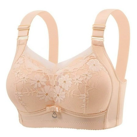 Jamicy Womens Underwear Womens Daily Wear Bra with Lace Flowers Wireless Thin Bras Padded Full Cup with Wide Straps for Women