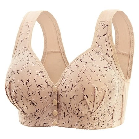 Jamicy Comfortable Bras for Women Womens Daily Wear Bras for Women No Underwire Front Closure Comfort Senior Wireless Snap Closing Bra