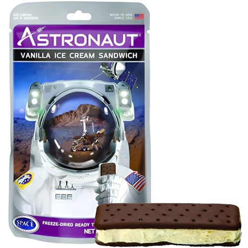 Fun Express White Astronaut Freeze-Dried Vanilla Ice Cream Sandwich - 1.1 Oz (Pack of 1) - Outer Space Adventure Snack